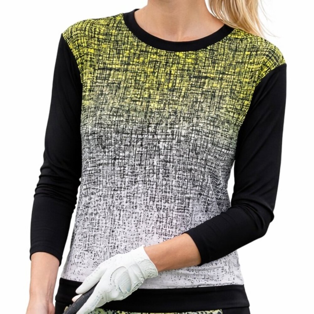 Jamie Sadock Long sleeve womens golf top size Large funky artsy avant garde